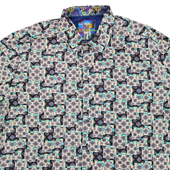 Robert Graham Shirt Mens 2XL Multicolor Geometric Button Down Long Sleeve Flip - Picture 3 of 16